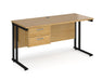 Maestro 25 - Straight Desk with 2 Drawer Pedestal - Black Frame.