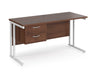 Maestro 25 - Straight Desk with 2 Drawer Pedestal - White Frame.