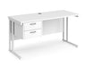 Maestro 25 - Straight Desk with 2 Drawer Pedestal - White Frame.