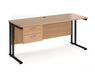 Maestro 25 - Straight Desk with 2 Drawer Pedestal - Black Frame.