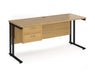 Maestro 25 - Straight Desk with 2 Drawer Pedestal - Black Frame.