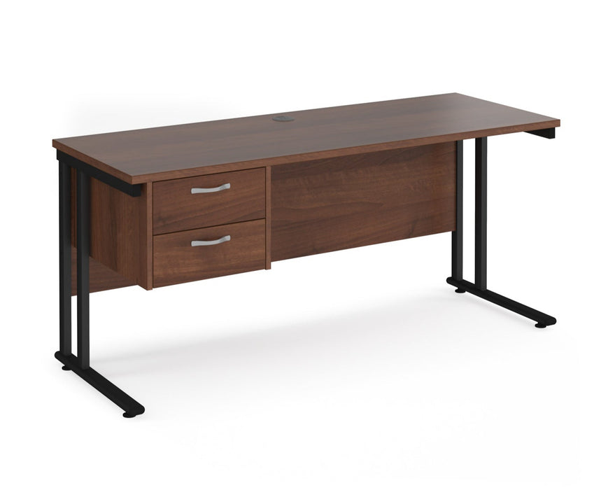 Maestro 25 - Straight Desk with 2 Drawer Pedestal - Black Frame.