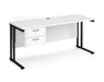 Maestro 25 - Straight Desk with 2 Drawer Pedestal - Black Frame.