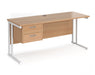 Maestro 25 - Straight Desk with 2 Drawer Pedestal - White Frame.