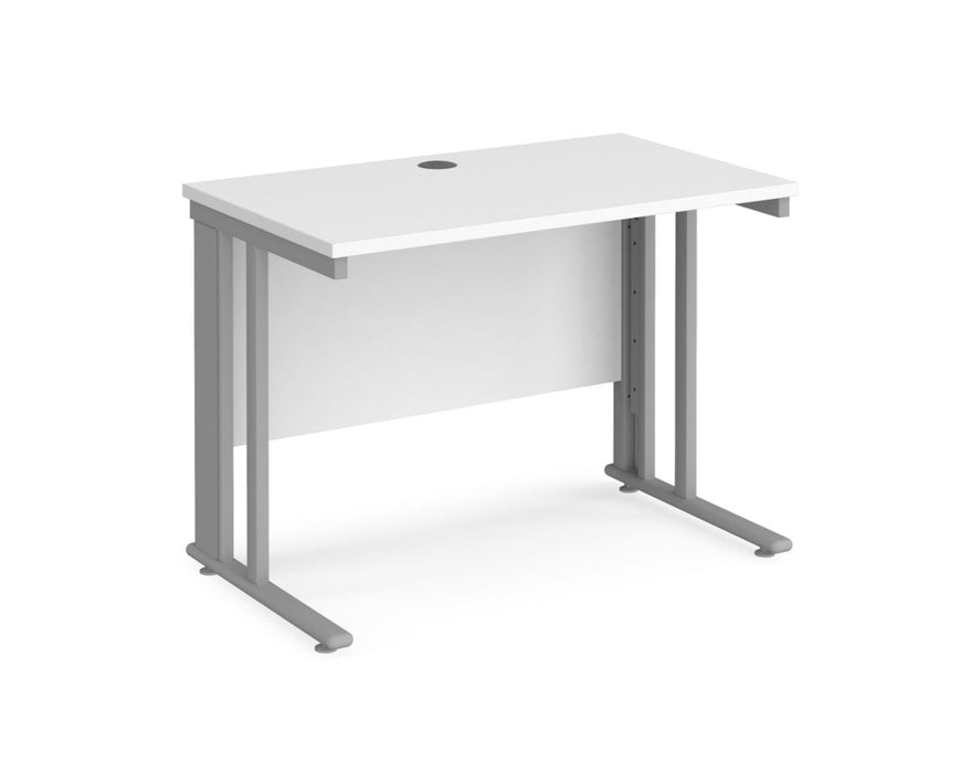 Maestro 25 - Straight Desk - Silver Cable Managed Leg Frame.