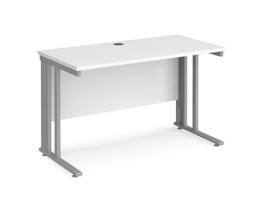 Maestro 25 - Straight Desk - Silver Cable Managed Leg Frame.