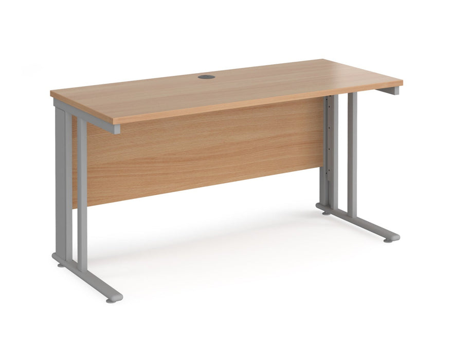 Maestro 25 - Straight Desk - Silver Cable Managed Leg Frame.