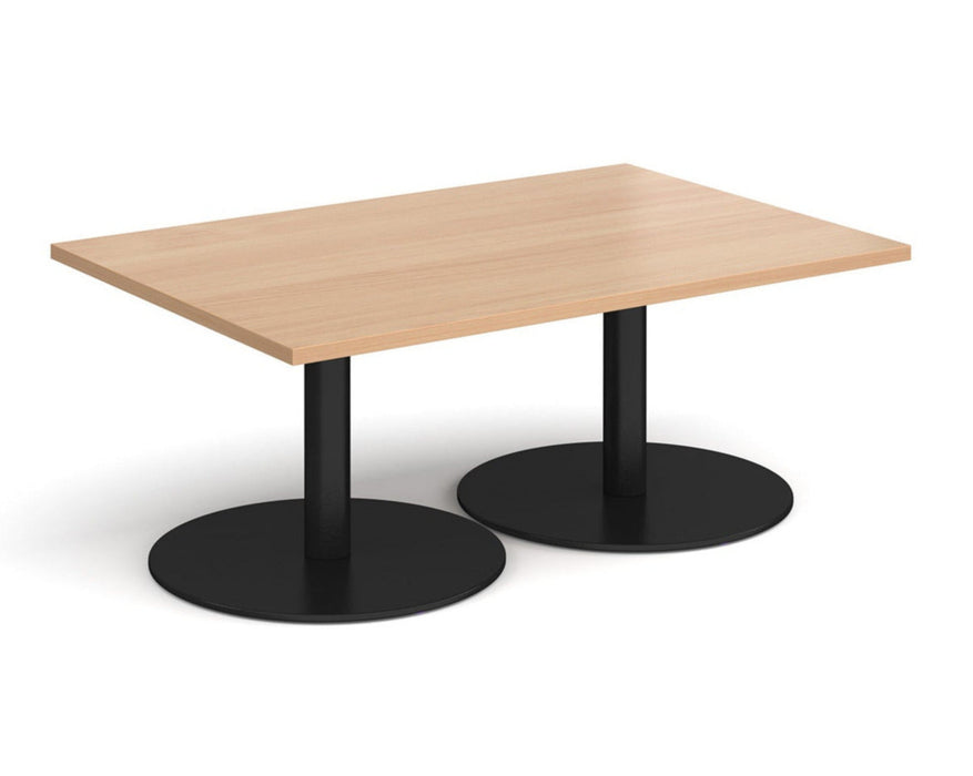 Monza - Rectangular Coffee Table with Flat Round Black Bases