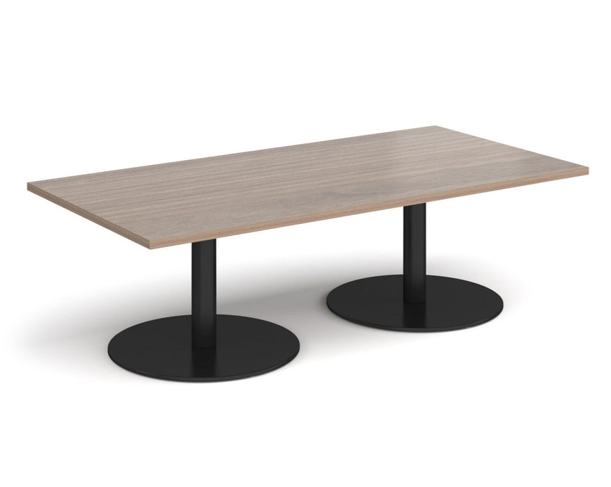 Monza - Rectangular Coffee Table with Flat Round Black Bases 1600mm x 800mm.