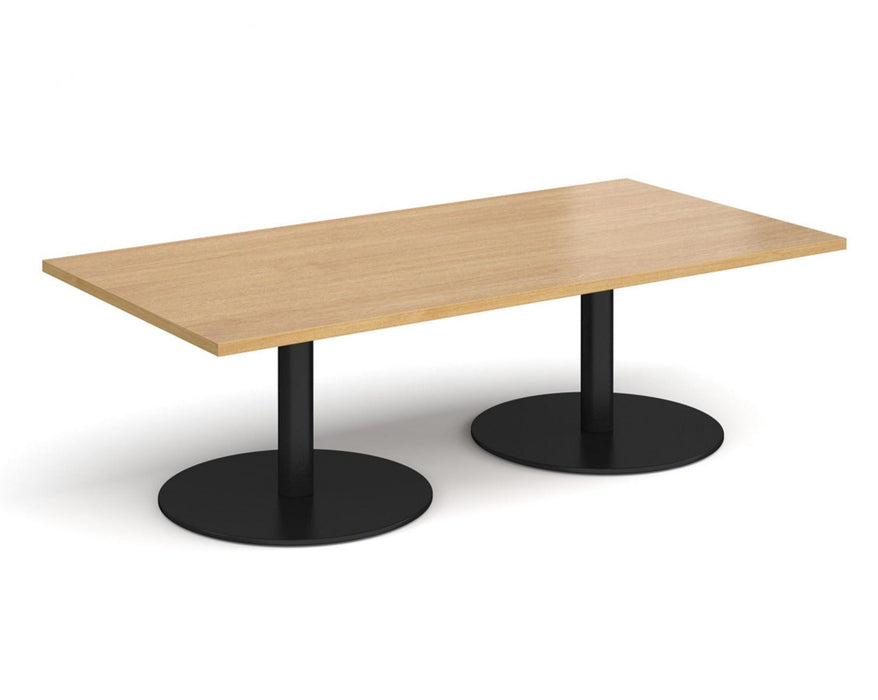 Monza - Rectangular Coffee Table with Flat Round Black Bases 1600mm x 800mm.