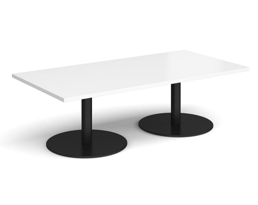 Monza - Rectangular Coffee Table with Flat Round Black Bases 1600mm x 800mm.