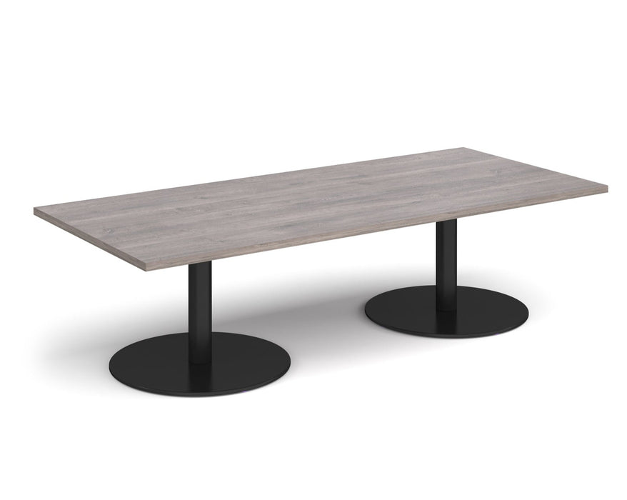 Monza - Rectangular Coffee Table with Flat Round Black Bases 1600mm x 800mm.