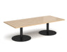 Monza - Rectangular Coffee Table with Flat Round Black Bases 1600mm x 800mm.