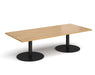 Monza - Rectangular Coffee Table with Flat Round Black Bases 1600mm x 800mm.