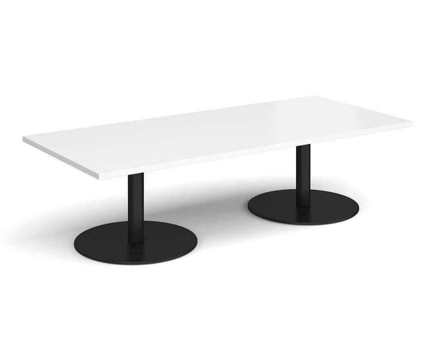 Monza - Rectangular Coffee Table with Flat Round Black Bases 1600mm x 800mm.