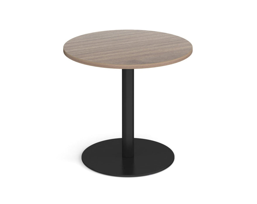 Monza circular dining table with flat round brushed steel base 800mm