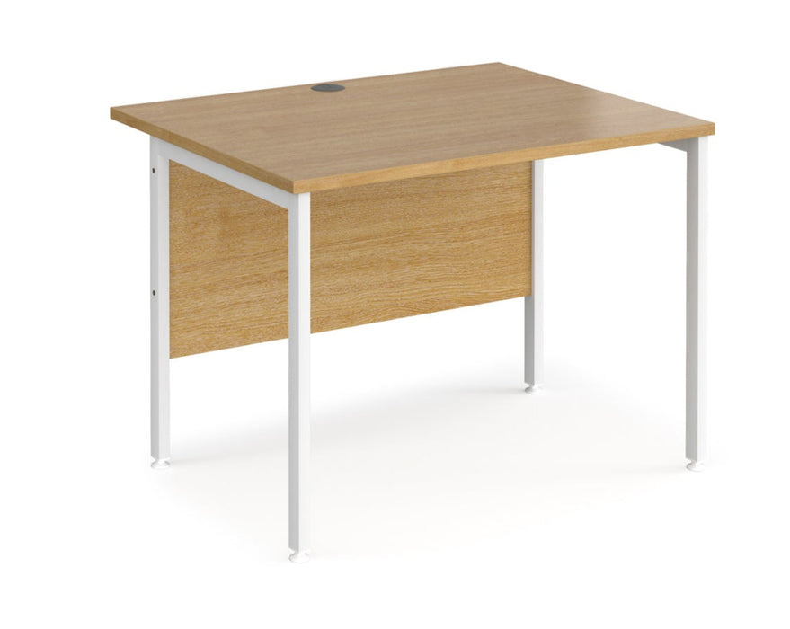 Maestro 25 - Straight Rectangular Desk - White H-frame Leg.