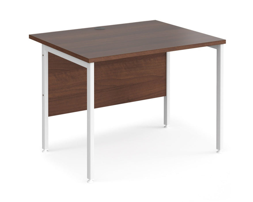 Maestro 25 - Straight Rectangular Desk - White H-frame Leg.