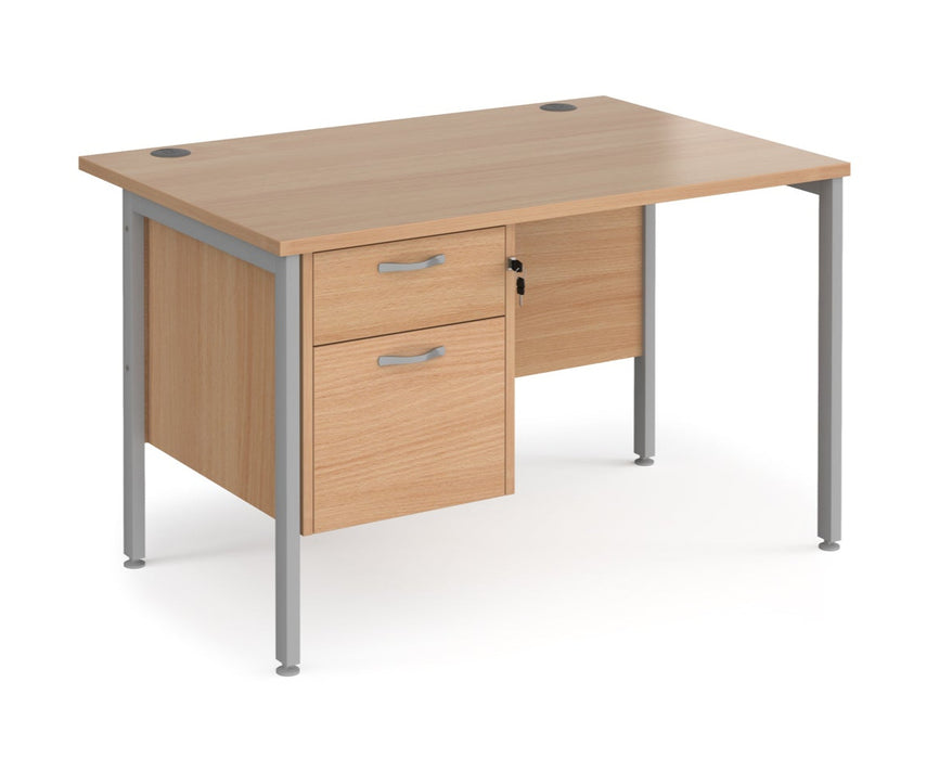 Maestro 25 - Straight Desk with 2 Drawer Pedestal - Silver Frame.