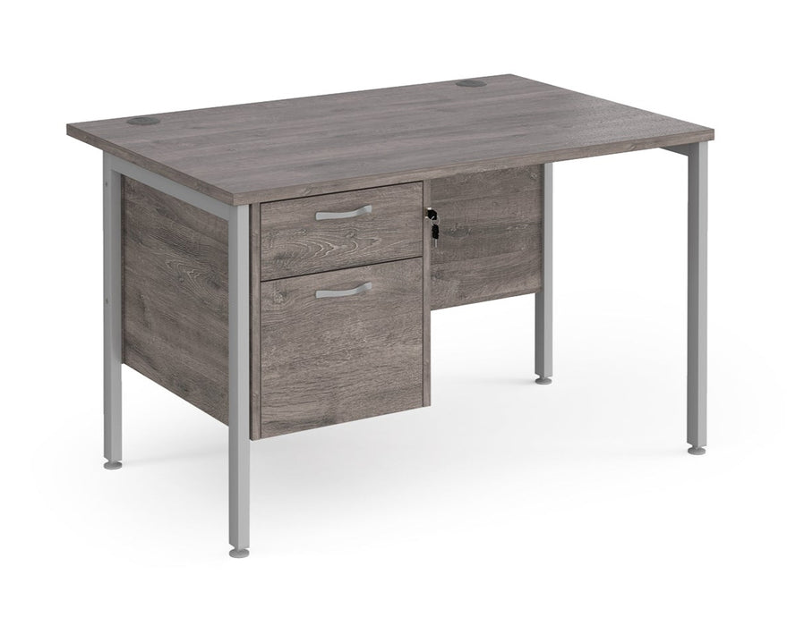 Maestro 25 - Straight Desk with 2 Drawer Pedestal - Silver Frame.