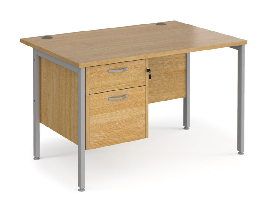 Maestro 25 - Straight Desk with 2 Drawer Pedestal - Silver Frame.