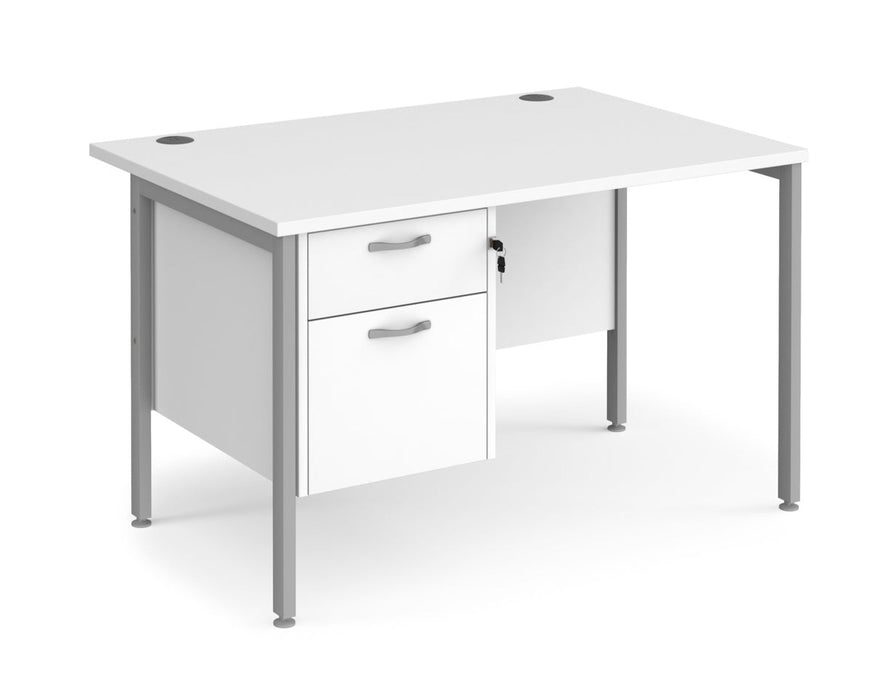 Maestro 25 - Straight Desk with 2 Drawer Pedestal - Silver Frame.