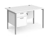 Maestro 25 - Straight Desk with 2 Drawer Pedestal - Silver Frame.