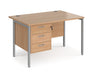 Maestro 25 - Straight Desk 800mm Deep with 3 Drawer Pedestal - Silver H-frame Leg.