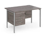 Maestro 25 - Straight Desk 800mm Deep with 3 Drawer Pedestal - Silver H-frame Leg.