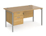 Maestro 25 - Straight Desk with 2 Drawer Pedestal - Silver Frame.