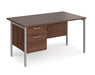 Maestro 25 - Straight Desk with 2 Drawer Pedestal - Silver Frame.