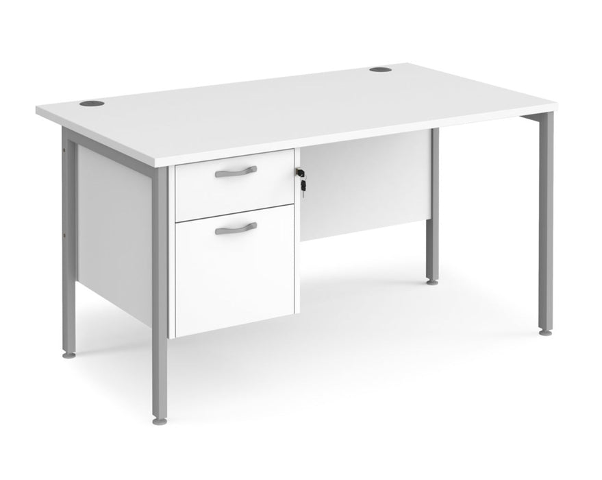 Maestro 25 - Straight Desk with 2 Drawer Pedestal - Silver Frame.