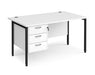 Maestro 25 - Straight Desk 800mm Deep with 3 Drawer Pedestal - Black H-frame Leg.