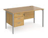 Maestro 25 - Straight Desk 800mm Deep with 3 Drawer Pedestal - Silver H-frame Leg.