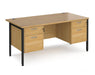 Maestro 25 - Straight Desk 800mm Deep with Two x 2 Drawer Pedestals - Black H-frame Leg.