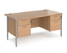 Maestro 25 - Straight Desk 800mm Deep with Two x 2 Drawer Pedestals - Black H-frame Leg.