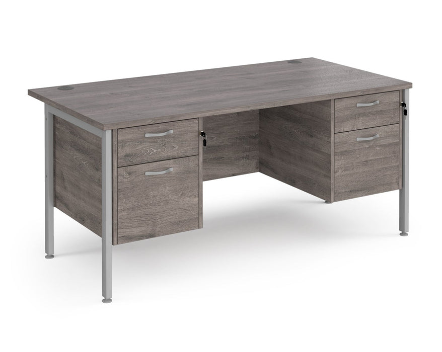 Maestro 25 - Straight Desk 800mm Deep with Two x 2 Drawer Pedestals - Black H-frame Leg.