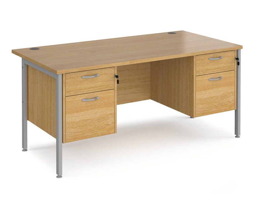 Maestro 25 - Straight Desk 800mm Deep with Two x 2 Drawer Pedestals - Black H-frame Leg.