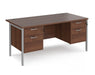 Maestro 25 - Straight Desk 800mm Deep with Two x 2 Drawer Pedestals - Black H-frame Leg.