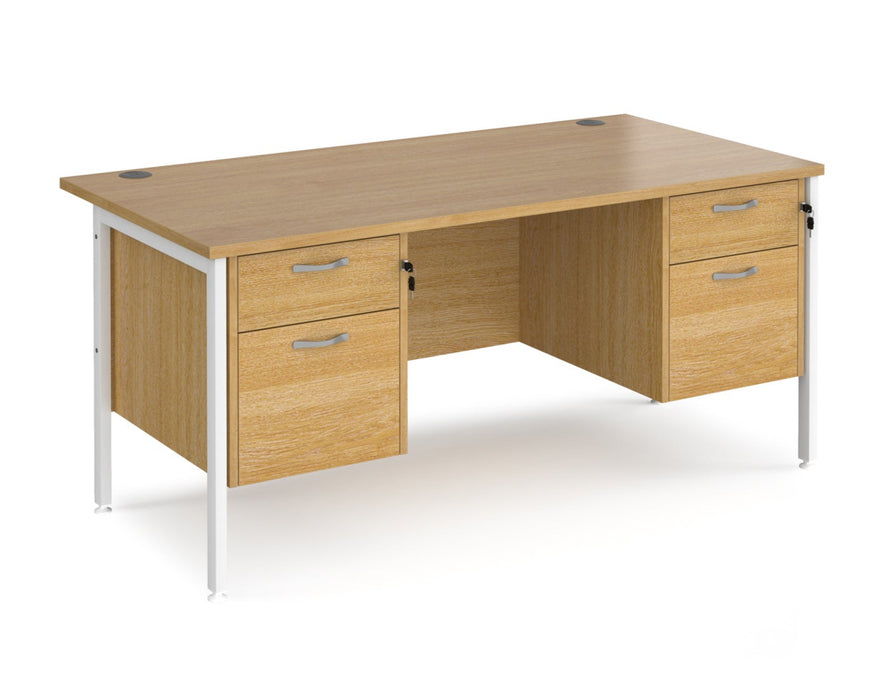 Maestro 25 - Straight Desk 800mm Deep with Two x 2 Drawer Pedestals - Black H-frame Leg.