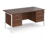 Maestro 25 - Straight Desk 800mm Deep with Two x 2 Drawer Pedestals - Black H-frame Leg.