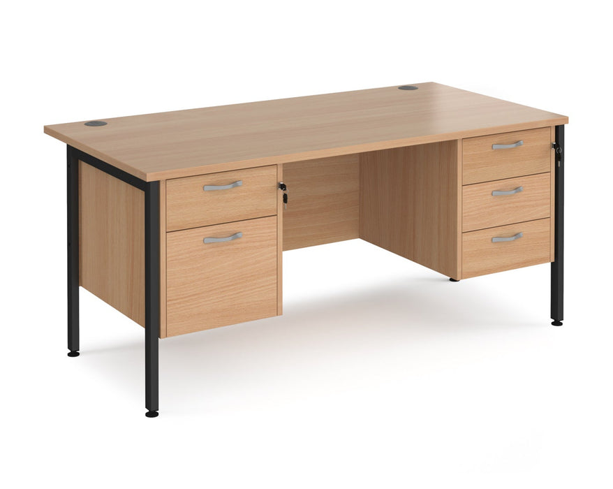 Maestro 25 - Straight Desk with 2 and 3 Drawer Pedestals - H-frame Leg.