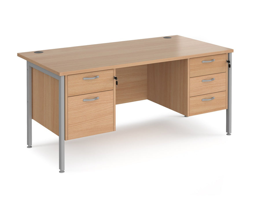 Maestro 25 - Straight Desk with 2 and 3 Drawer Pedestals - H-frame Leg.