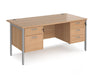 Maestro 25 - Straight Desk with 2 and 3 Drawer Pedestals - H-frame Leg.