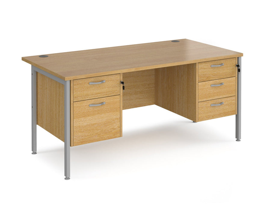 Maestro 25 - Straight Desk with 2 and 3 Drawer Pedestals - H-frame Leg.