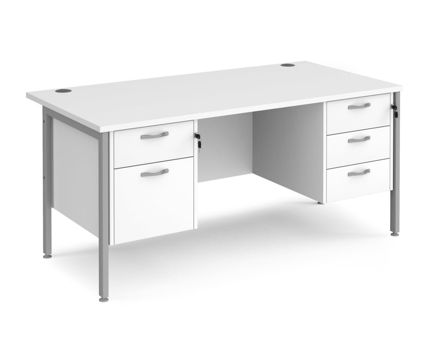 Maestro 25 - Straight Desk with 2 and 3 Drawer Pedestals - H-frame Leg.