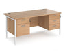 Maestro 25 - Straight Desk with 2 and 3 Drawer Pedestals - H-frame Leg.