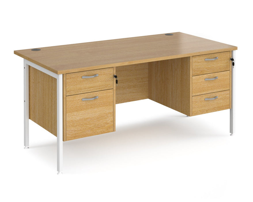 Maestro 25 - Straight Desk with 2 and 3 Drawer Pedestals - H-frame Leg.