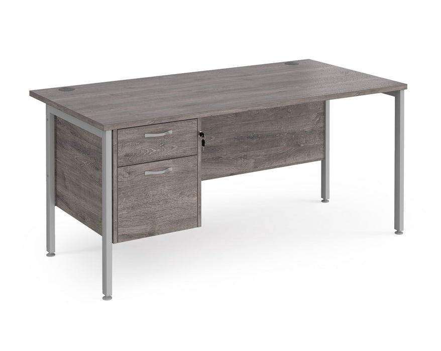 Maestro 25 - Straight Desk with 2 Drawer Pedestal - Silver Frame.