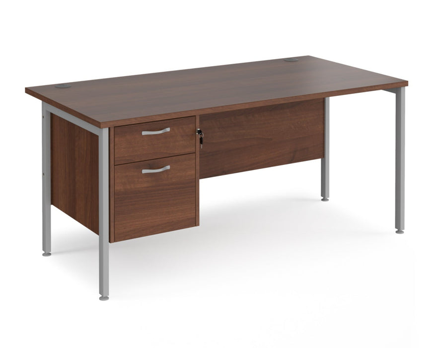 Maestro 25 - Straight Desk with 2 Drawer Pedestal - Silver Frame.